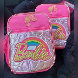 BARBIE X2 Mattel Barbie LUNCH bag Pink With TAGS Rainbow Glitter ( Bag E)